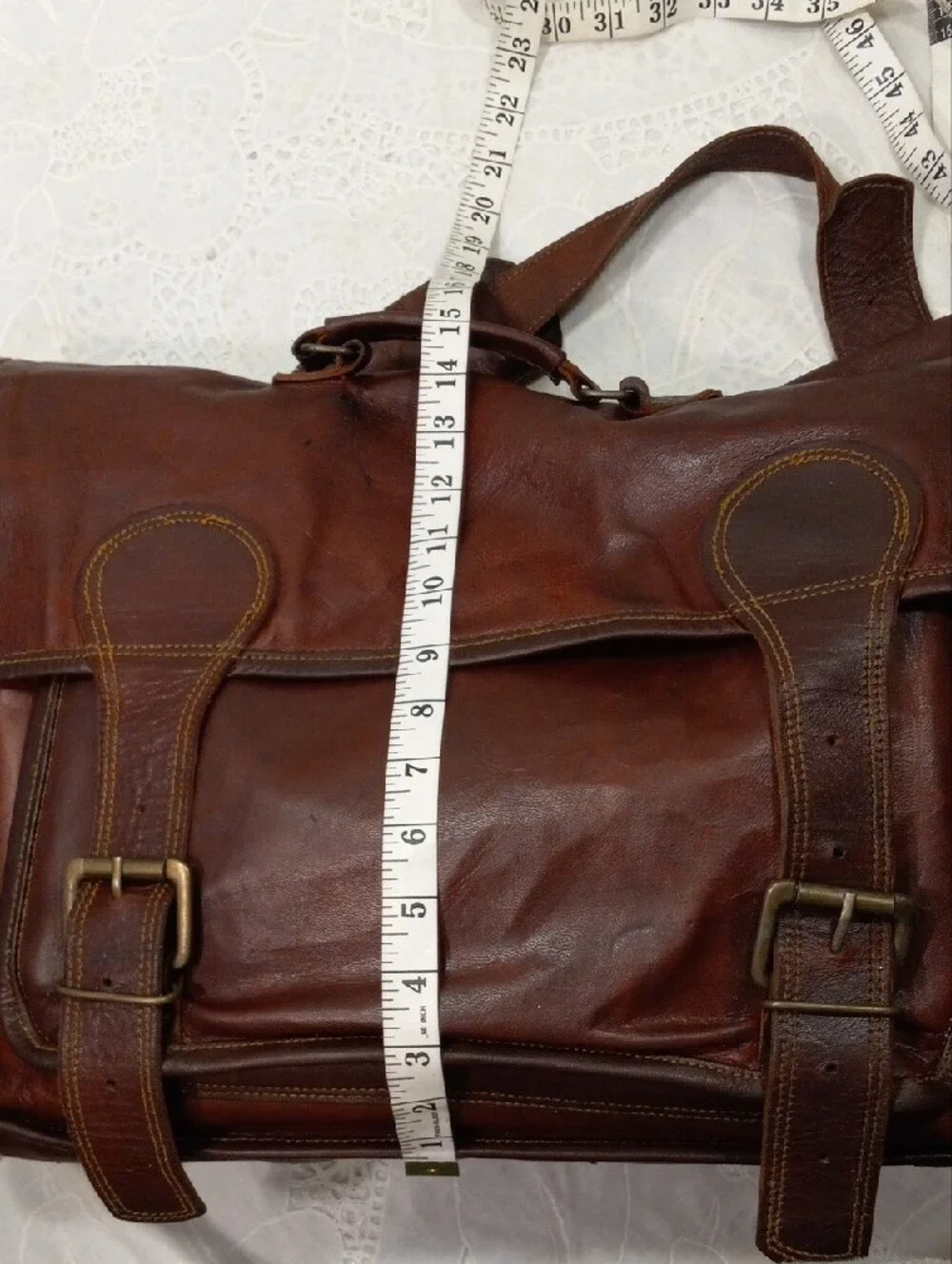 Vintage Brown Leather Messenger Bag